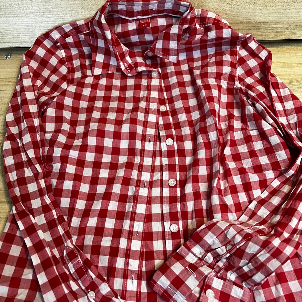 Izod Red and White Plaid Shirt